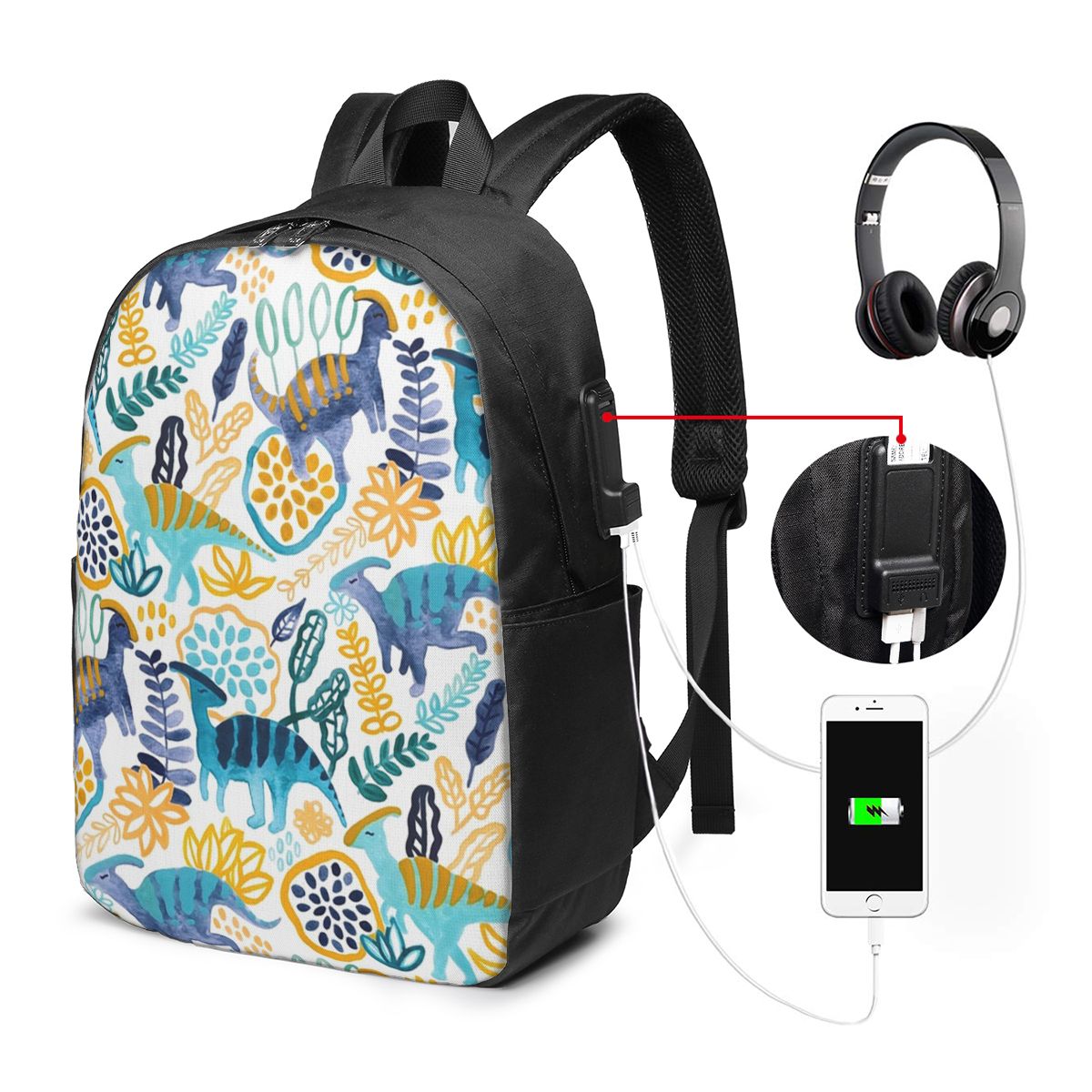 Laptop Bag - Рюкзак Gouache Parasaurolophuses, дорожная сумка для